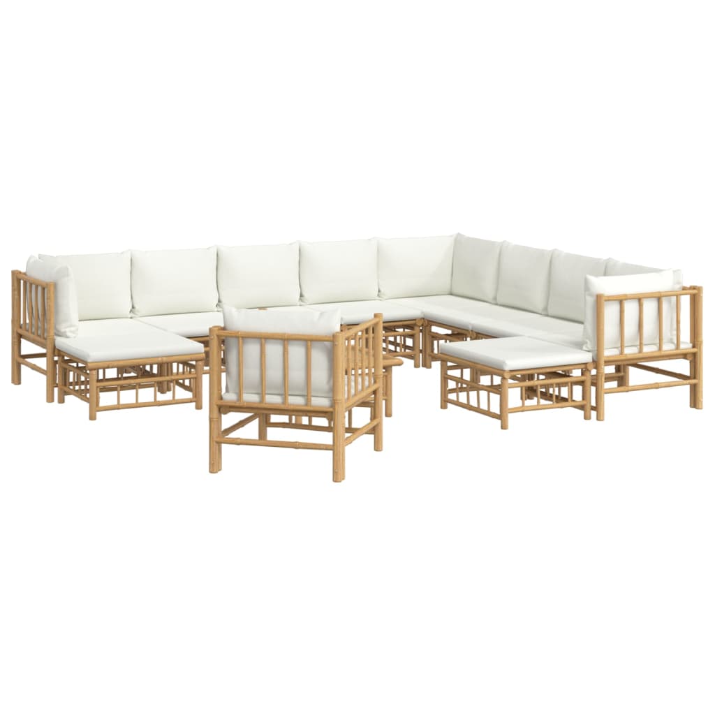 12-delige Loungeset met kussens bamboe crèmewit is nu te koop bij PeponiXL, paradijselijk wonen!