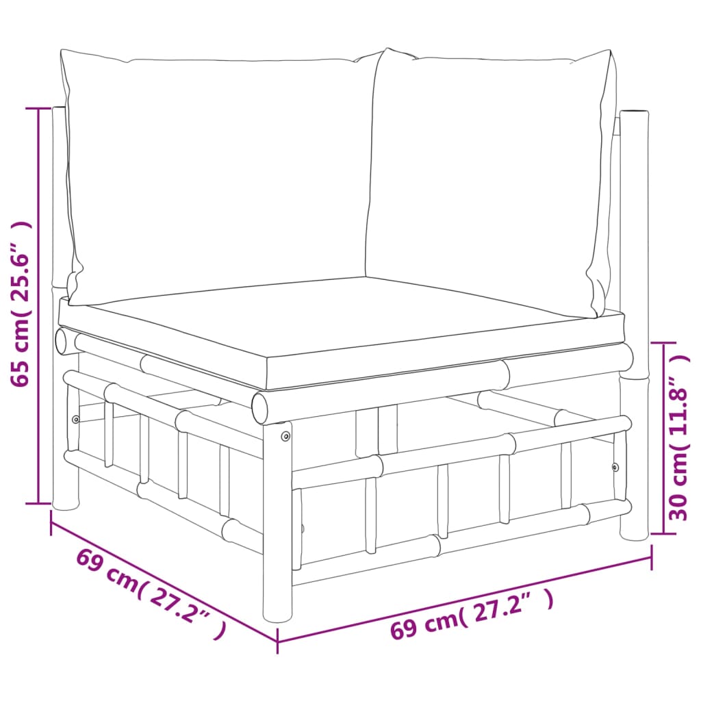 12-delige Loungeset met kussens bamboe crèmewit is nu te koop bij PeponiXL, paradijselijk wonen!
