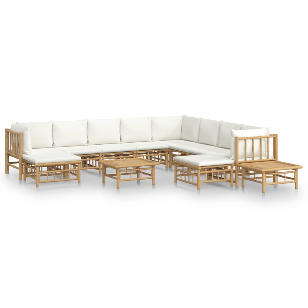 12-delige Loungeset met kussens bamboe crèmewit is nu te koop bij PeponiXL, paradijselijk wonen!