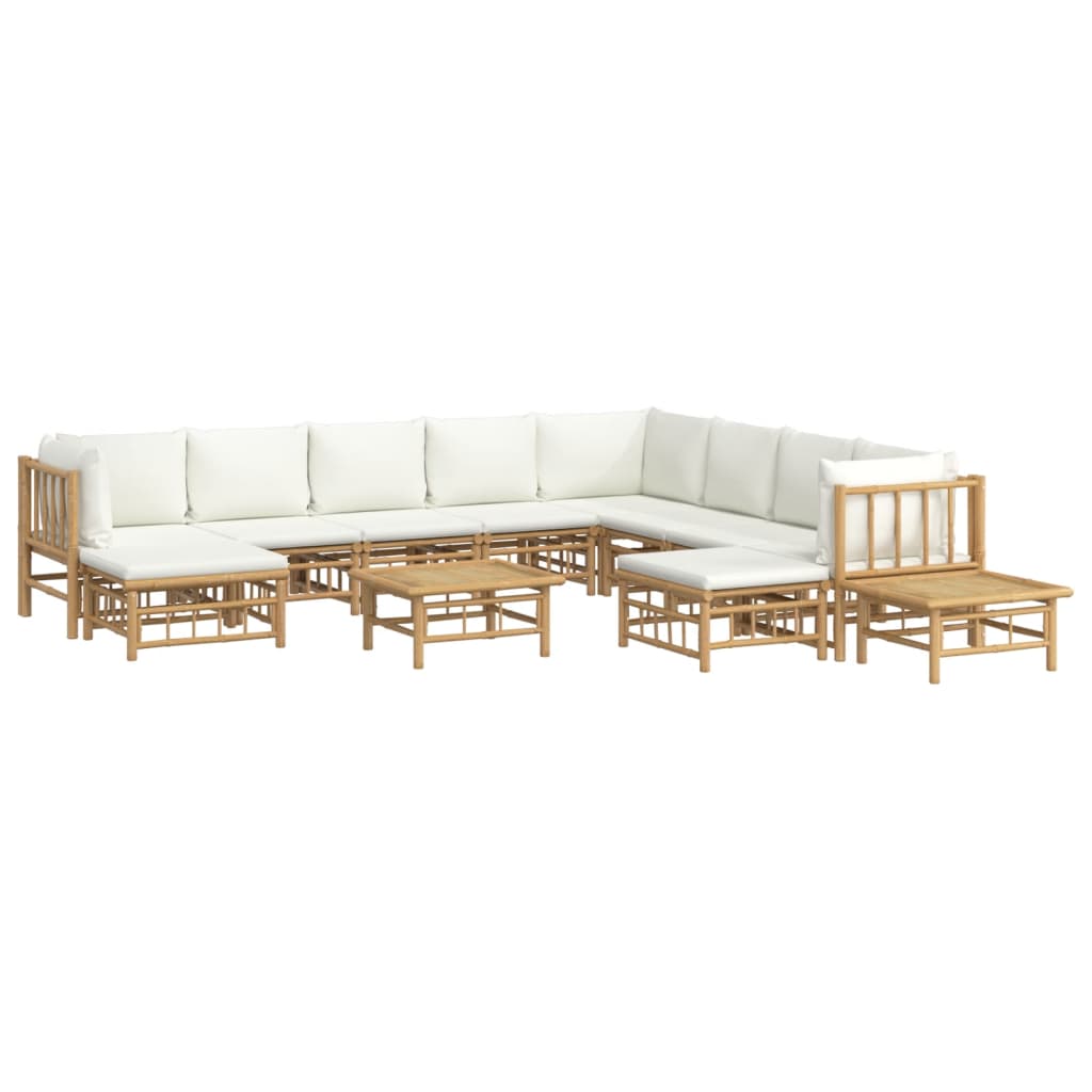 12-delige Loungeset met kussens bamboe crèmewit is nu te koop bij PeponiXL, paradijselijk wonen!