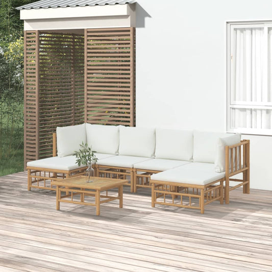 7-delige Loungeset met kussens bamboe crèmewit is nu te koop bij PeponiXL, paradijselijk wonen!