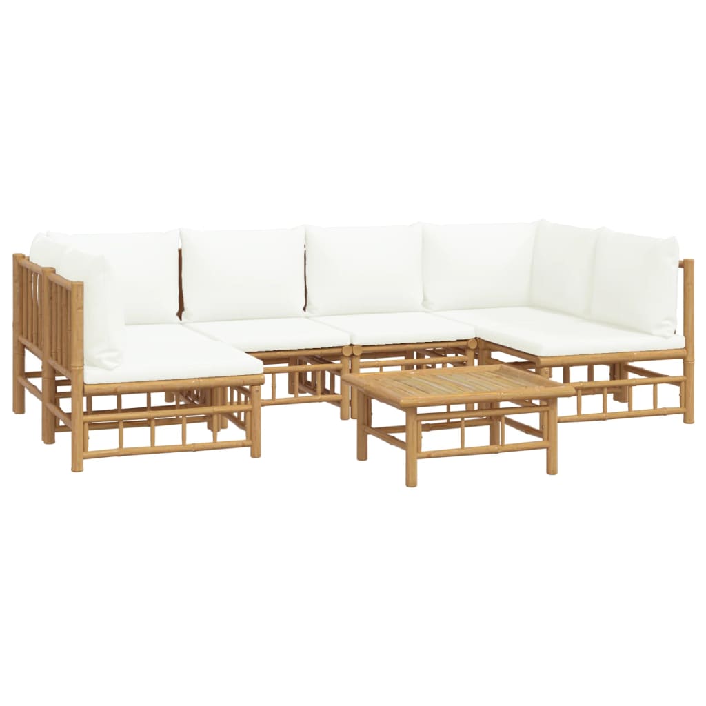 7-delige Loungeset met kussens bamboe crèmewit is nu te koop bij PeponiXL, paradijselijk wonen!