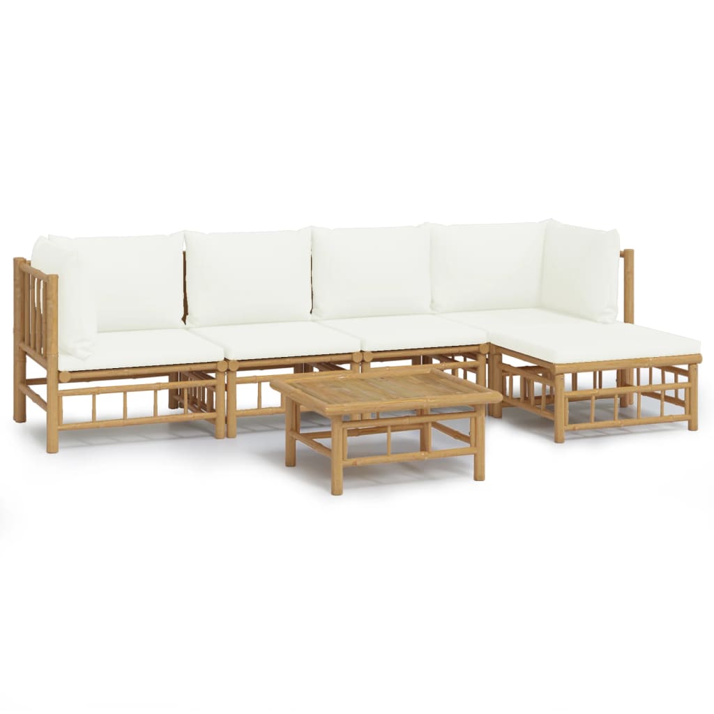 6-delige Loungeset met kussens bamboe crèmewit is nu te koop bij PeponiXL, paradijselijk wonen!