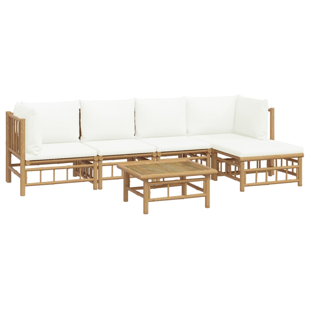 6-delige Loungeset met kussens bamboe crèmewit is nu te koop bij PeponiXL, paradijselijk wonen!