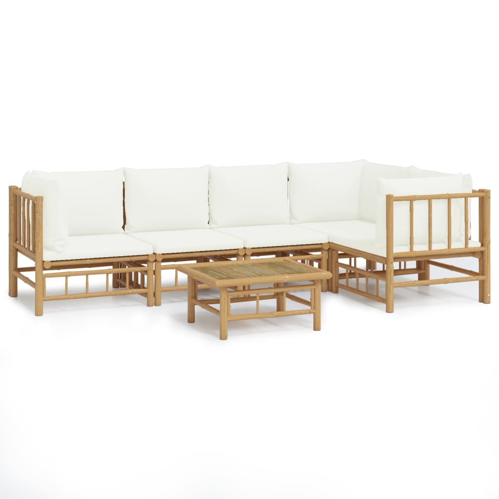 6-delige Loungeset met kussens bamboe crèmewit is nu te koop bij PeponiXL, paradijselijk wonen!