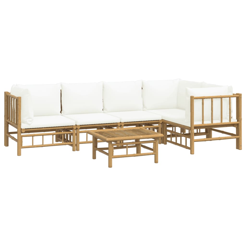 6-delige Loungeset met kussens bamboe crèmewit is nu te koop bij PeponiXL, paradijselijk wonen!