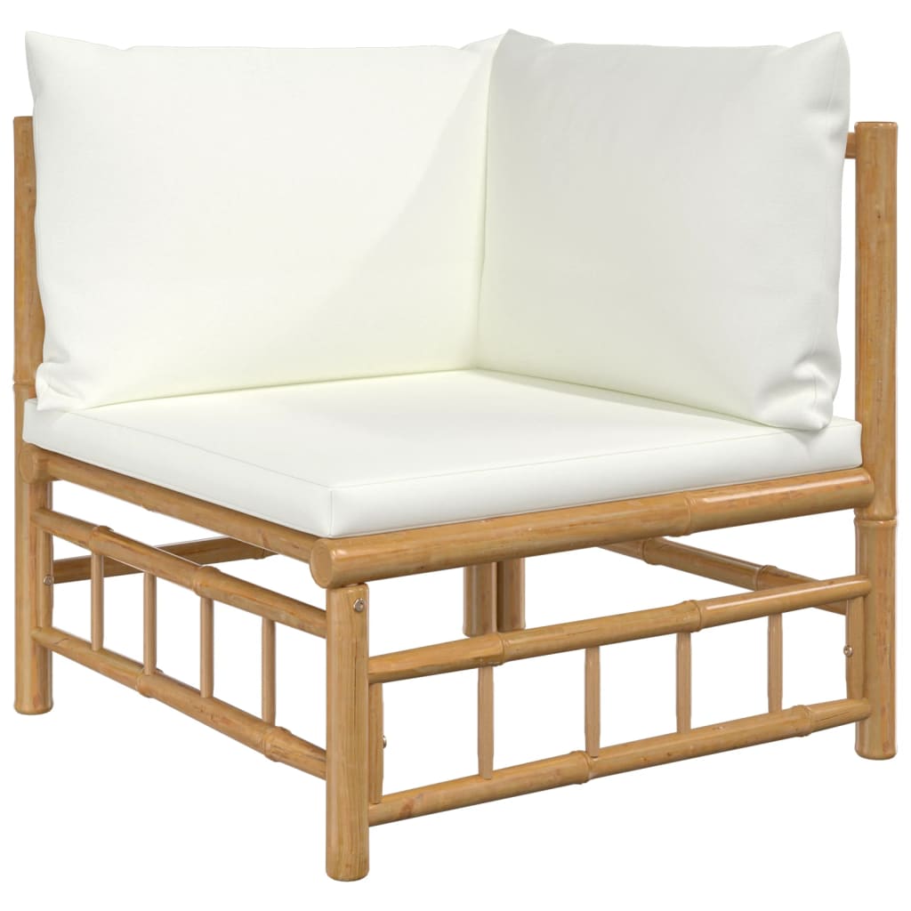 5-delige Loungeset met kussens bamboe crèmewit is nu te koop bij PeponiXL, paradijselijk wonen!