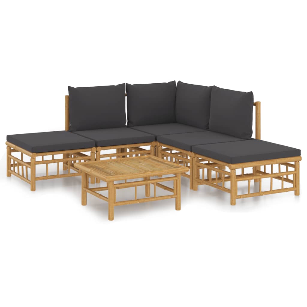 6-delige Loungeset met kussens bamboe donkergrijs is nu te koop bij PeponiXL, paradijselijk wonen!