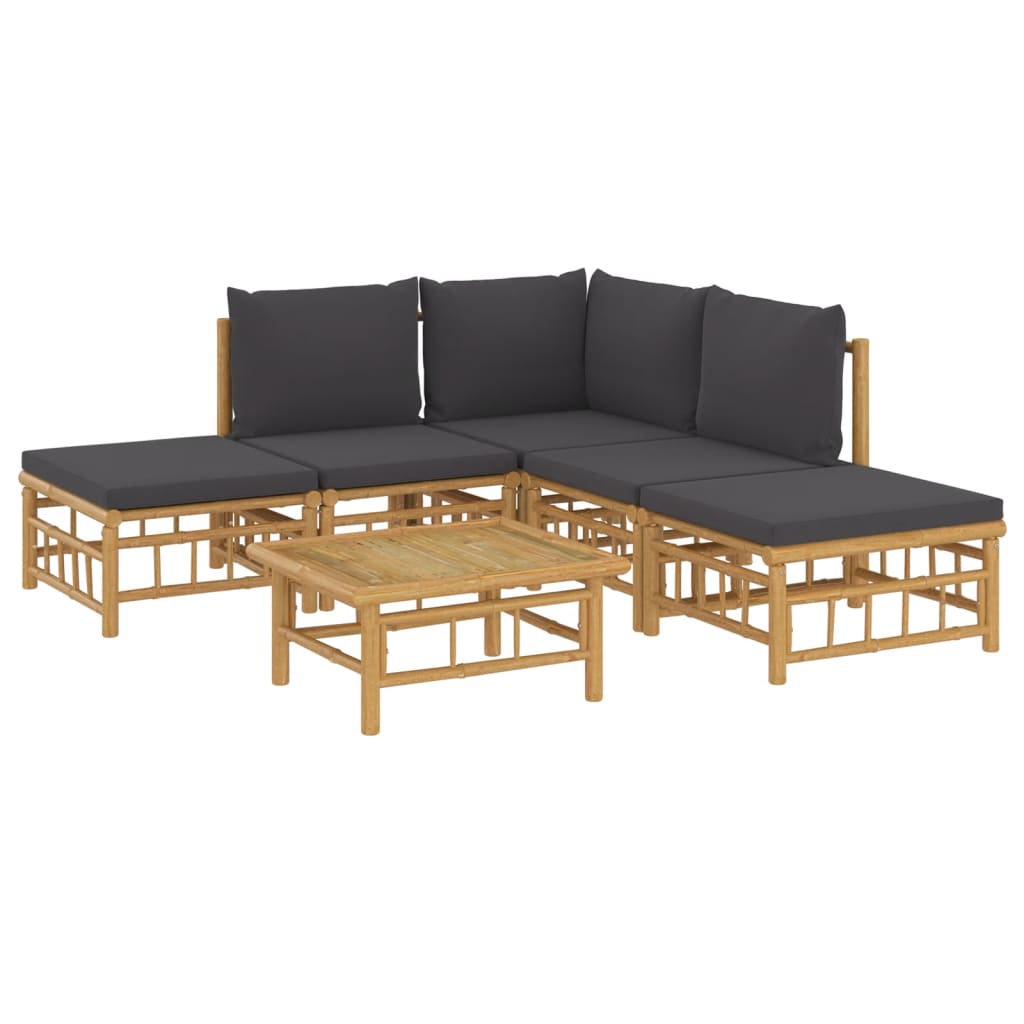6-delige Loungeset met kussens bamboe donkergrijs is nu te koop bij PeponiXL, paradijselijk wonen!