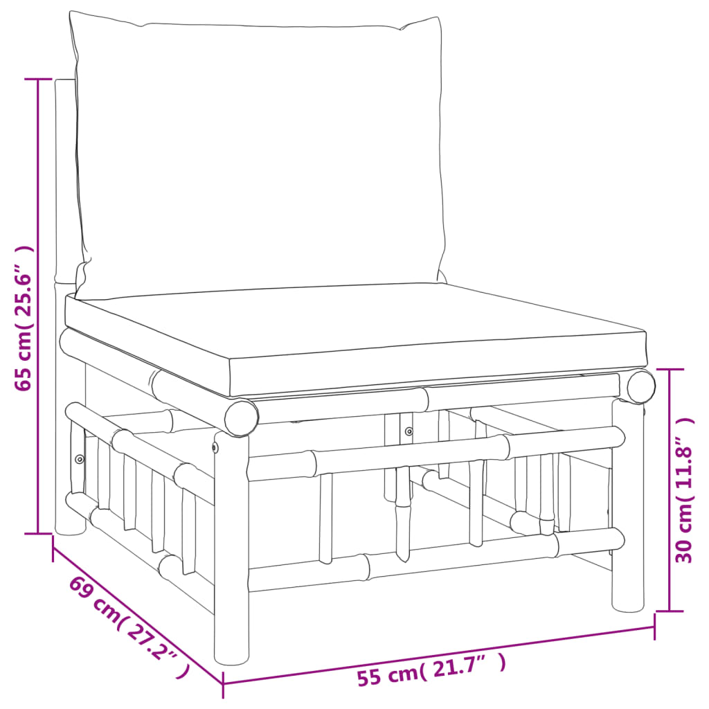 6-delige Loungeset met kussens bamboe donkergrijs is nu te koop bij PeponiXL, paradijselijk wonen!