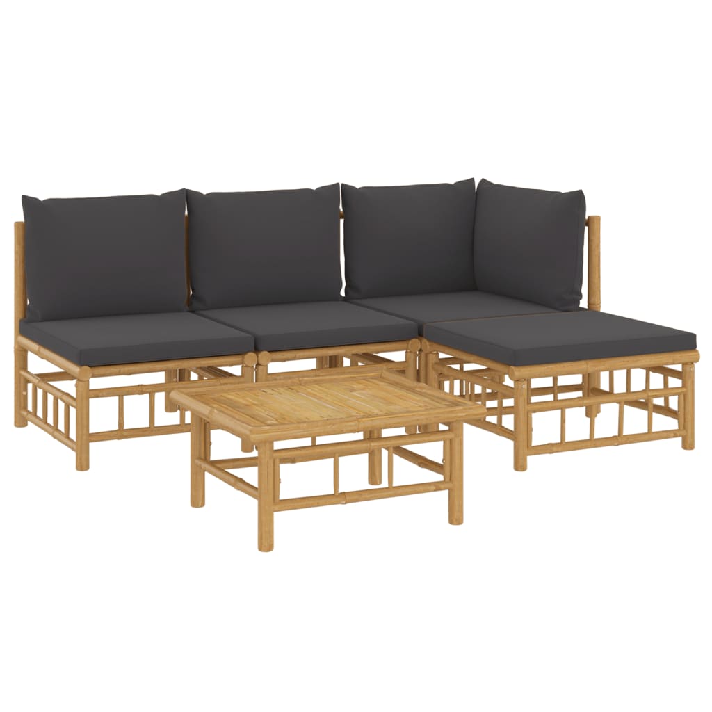 5-delige Loungeset met kussens bamboe donkergrijs is nu te koop bij PeponiXL, paradijselijk wonen!