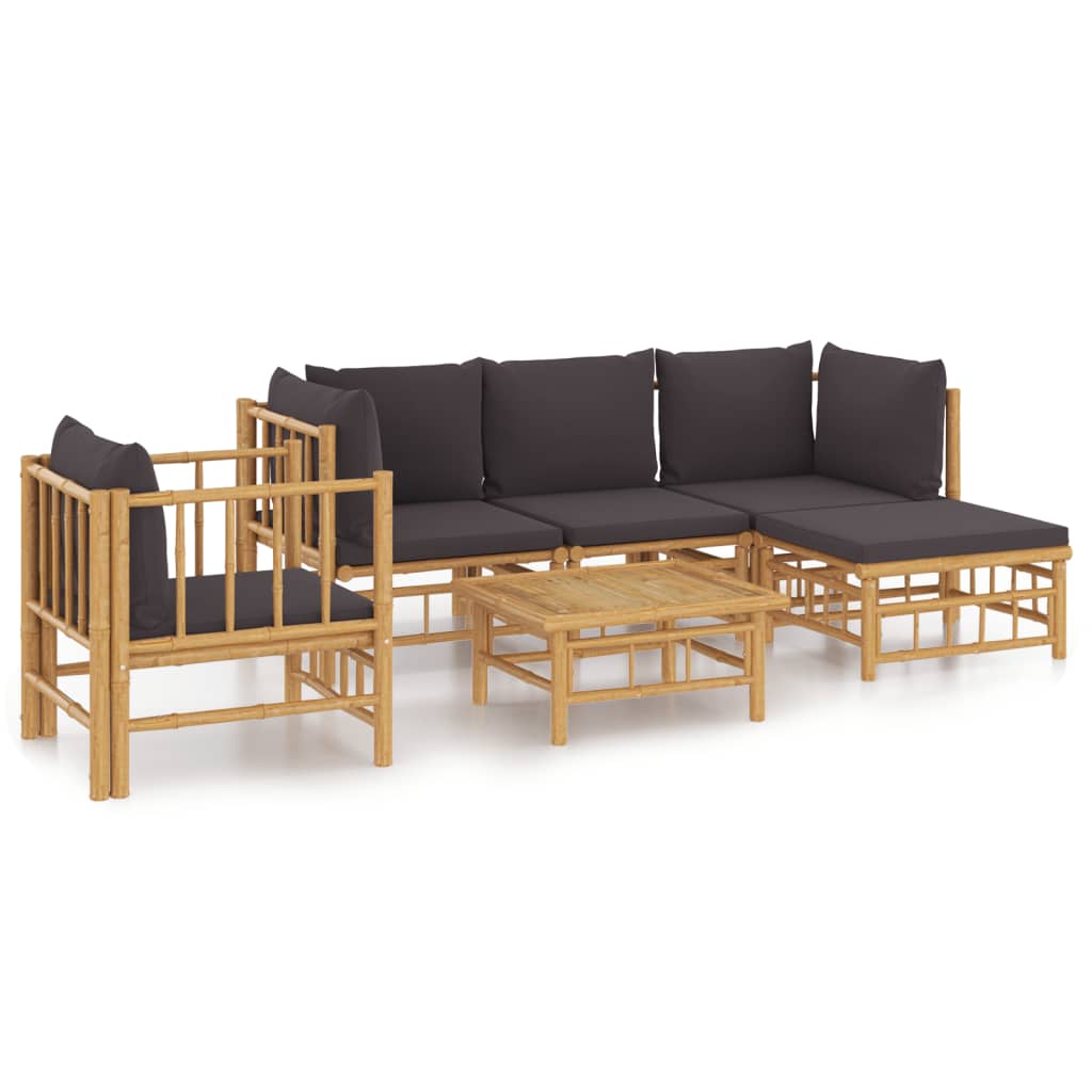 6-delige Loungeset met kussens bamboe donkergrijs is nu te koop bij PeponiXL, paradijselijk wonen!