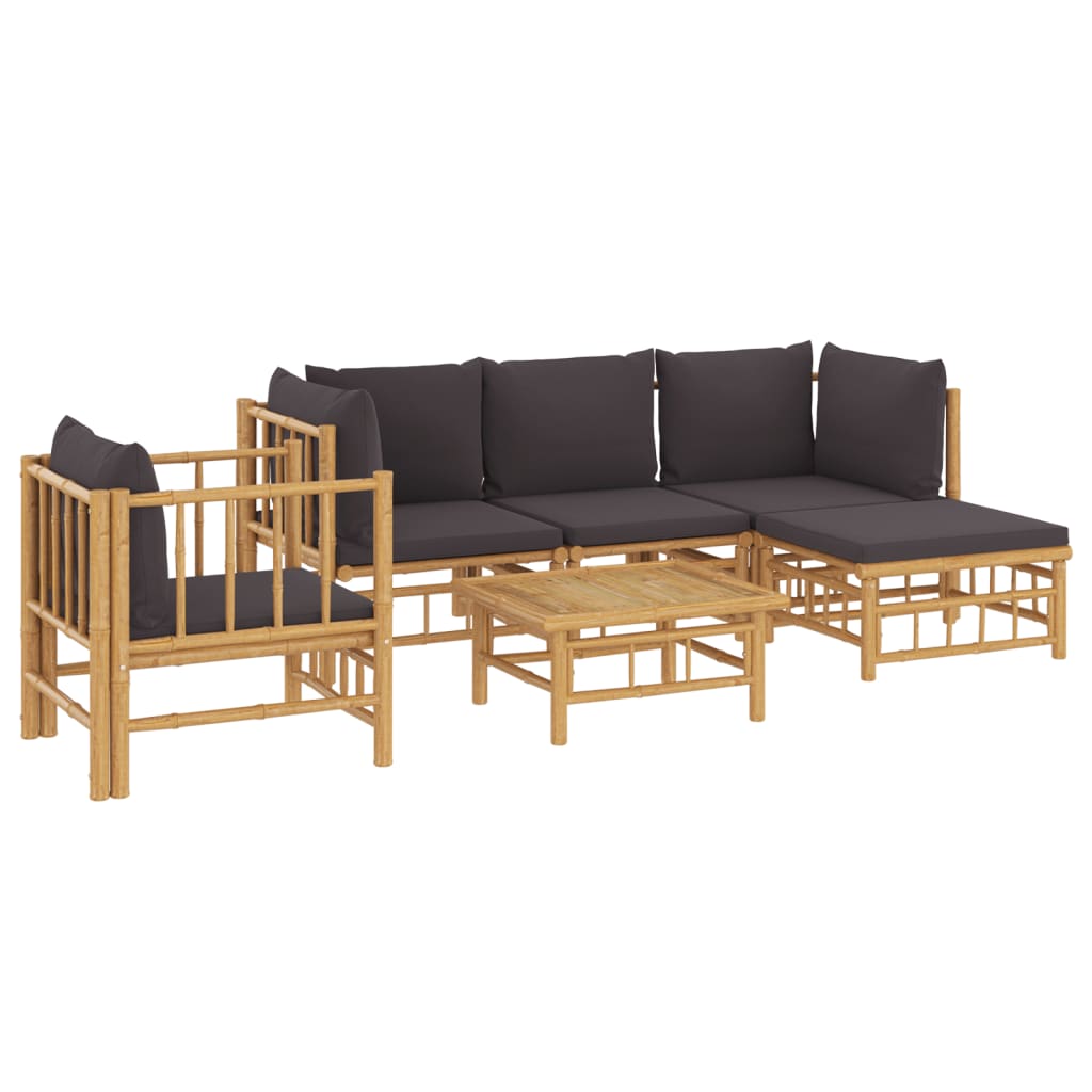 6-delige Loungeset met kussens bamboe donkergrijs is nu te koop bij PeponiXL, paradijselijk wonen!