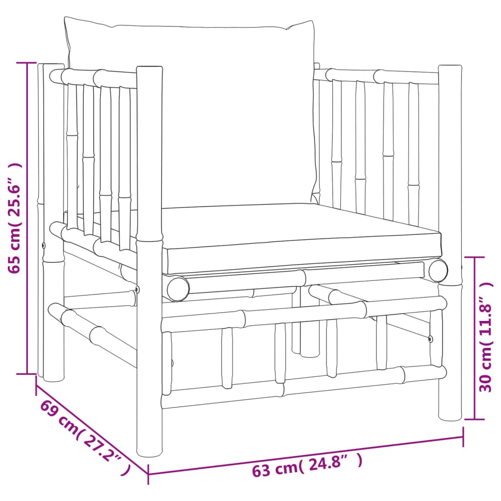 6-delige Loungeset met kussens bamboe donkergrijs is nu te koop bij PeponiXL, paradijselijk wonen!