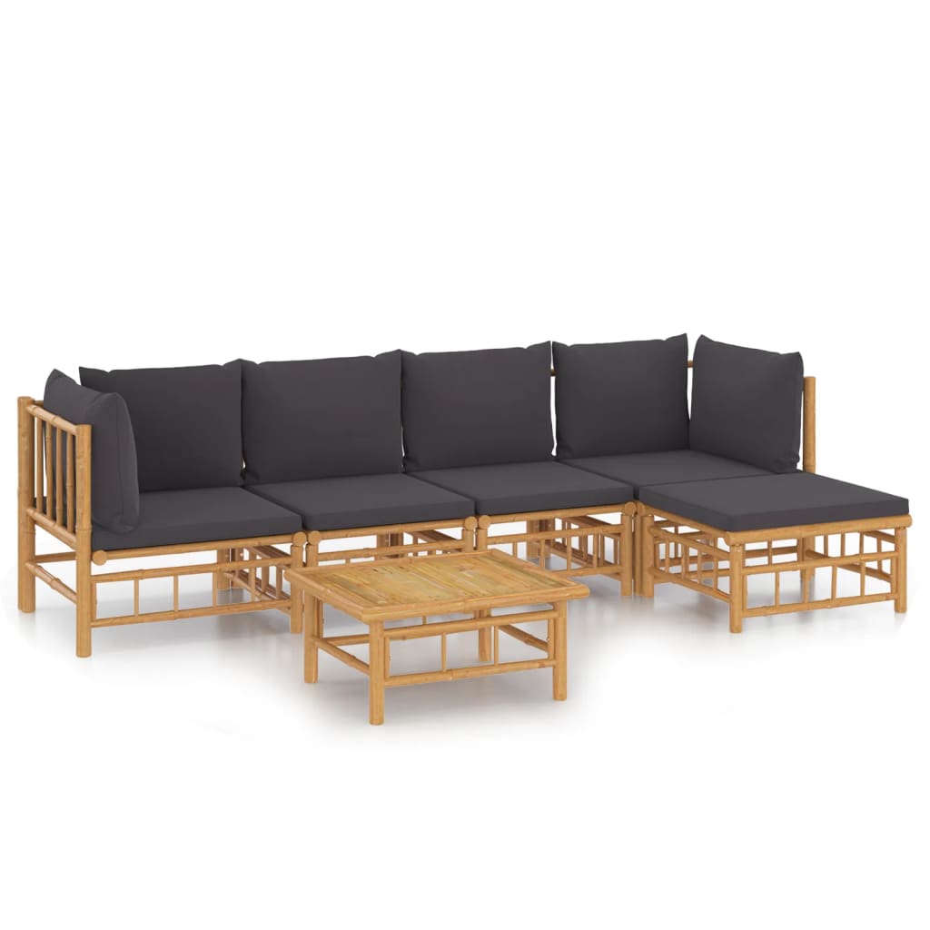 6-delige Loungeset met kussens bamboe donkergrijs is nu te koop bij PeponiXL, paradijselijk wonen!