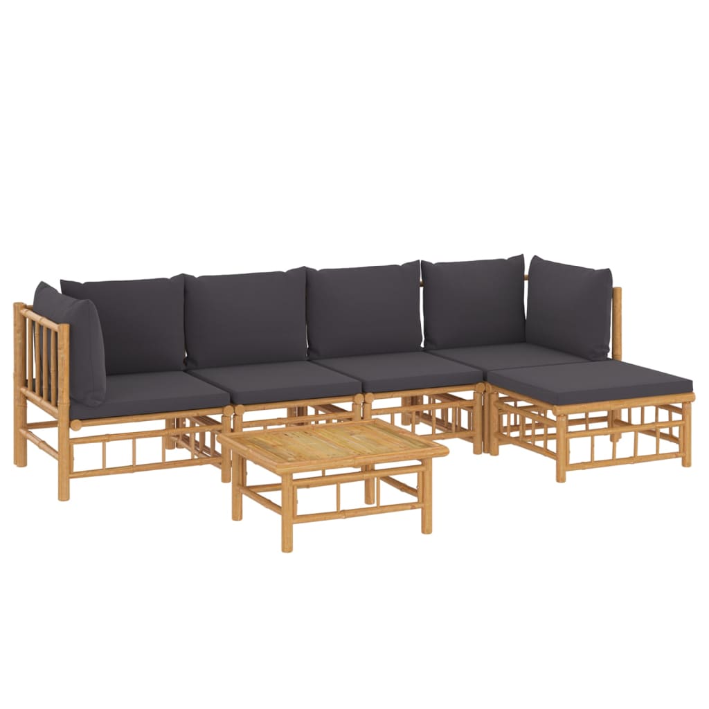 6-delige Loungeset met kussens bamboe donkergrijs is nu te koop bij PeponiXL, paradijselijk wonen!