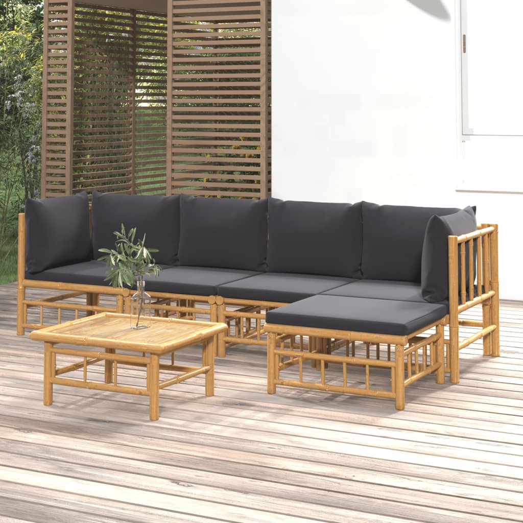 6-delige Loungeset met kussens bamboe donkergrijs is nu te koop bij PeponiXL, paradijselijk wonen!