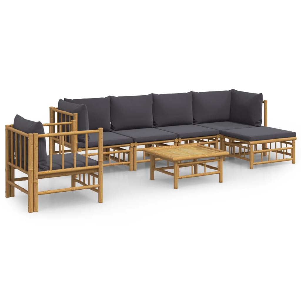 7-delige Loungeset met kussens bamboe donkergrijs is nu te koop bij PeponiXL, paradijselijk wonen!