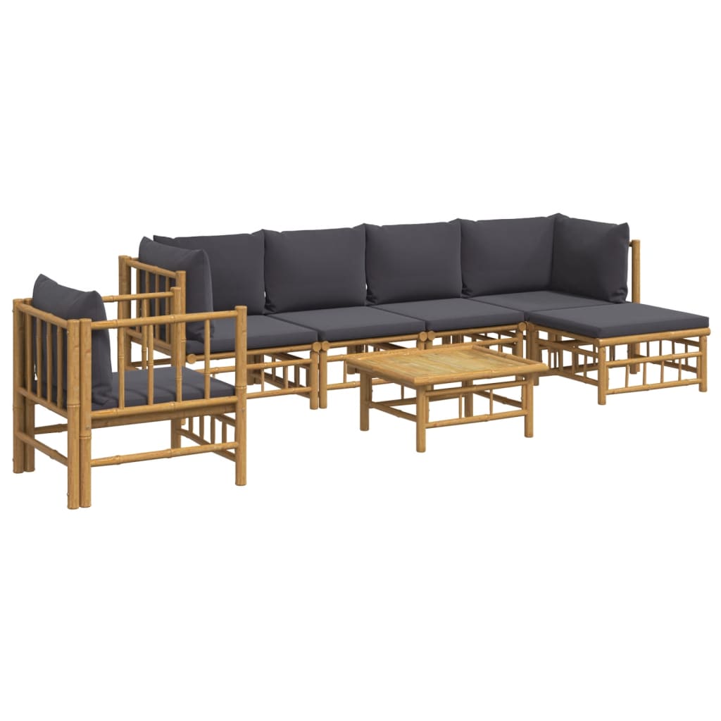 7-delige Loungeset met kussens bamboe donkergrijs is nu te koop bij PeponiXL, paradijselijk wonen!