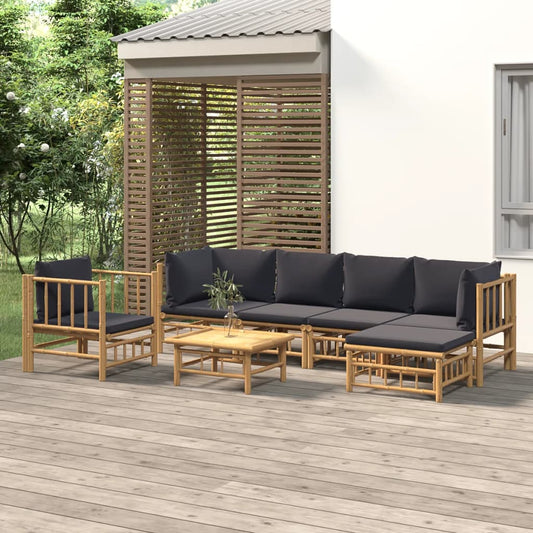 7-delige Loungeset met kussens bamboe donkergrijs is nu te koop bij PeponiXL, paradijselijk wonen!