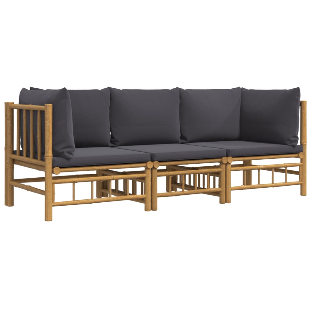 3-delige Loungeset met kussens bamboe donkergrijs is nu te koop bij PeponiXL, paradijselijk wonen!