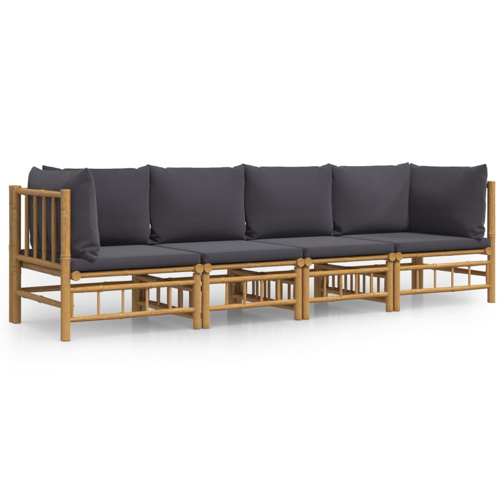 4-delige Loungeset met kussens bamboe donkergrijs is nu te koop bij PeponiXL, paradijselijk wonen!