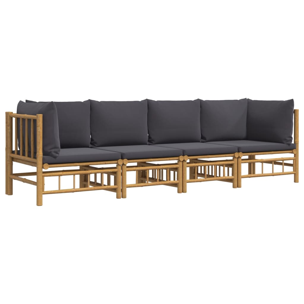 4-delige Loungeset met kussens bamboe donkergrijs is nu te koop bij PeponiXL, paradijselijk wonen!