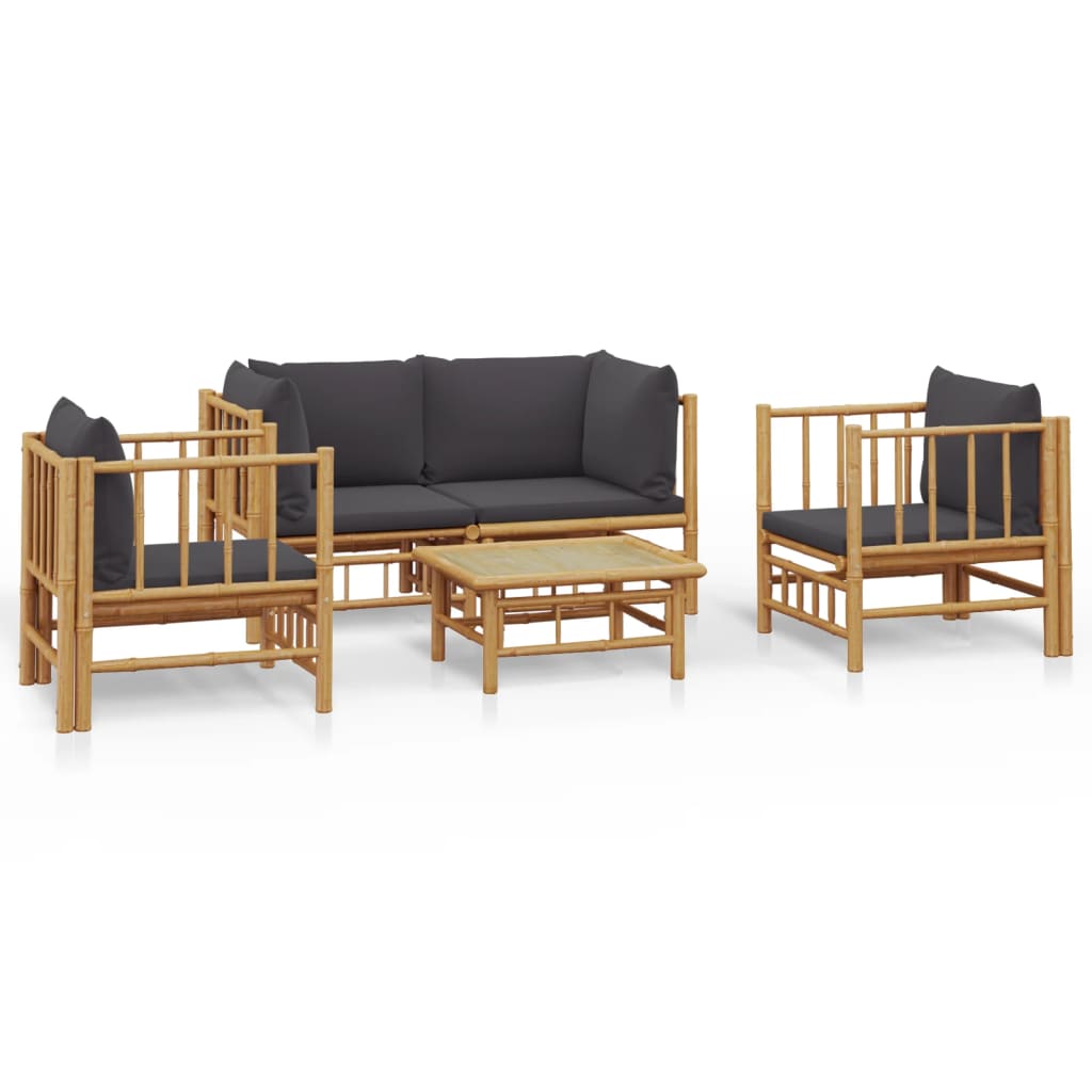 5-delige Loungeset met kussens bamboe donkergrijs is nu te koop bij PeponiXL, paradijselijk wonen!