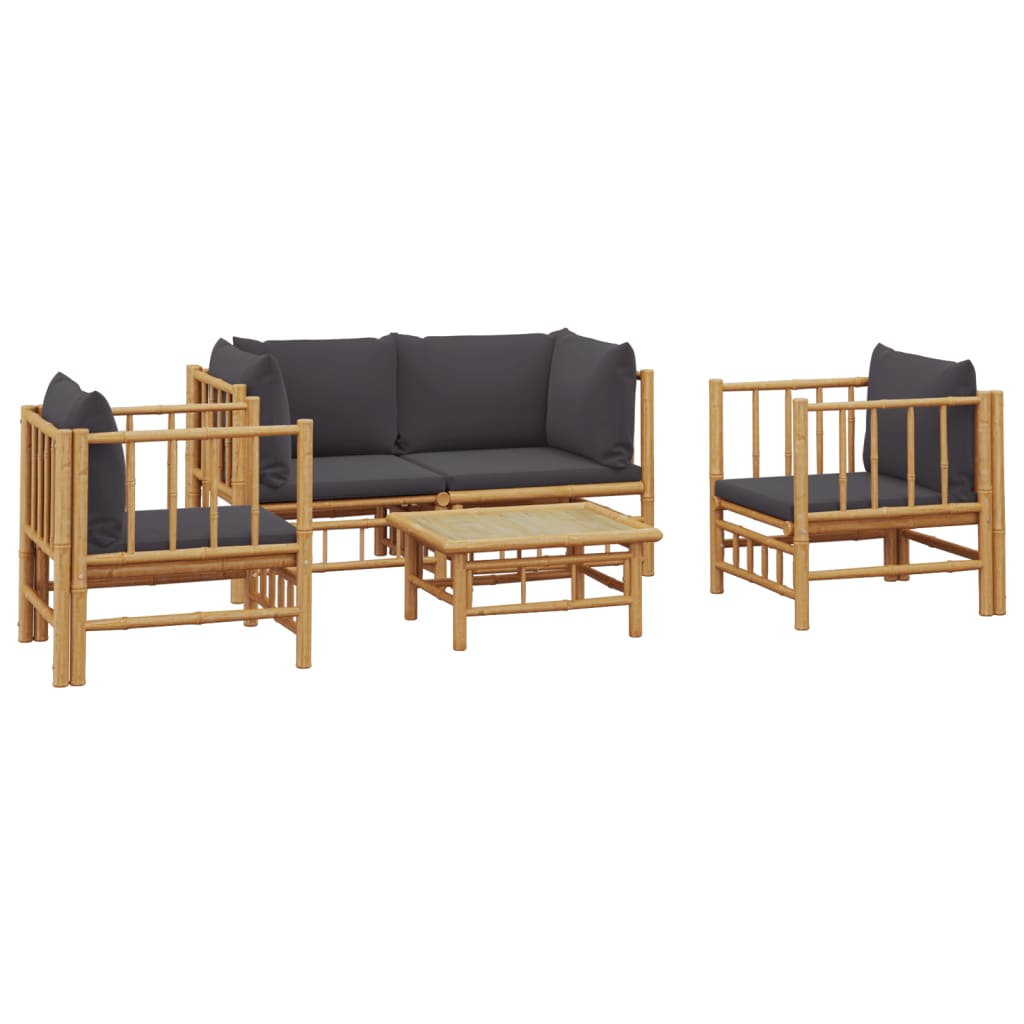 5-delige Loungeset met kussens bamboe donkergrijs is nu te koop bij PeponiXL, paradijselijk wonen!