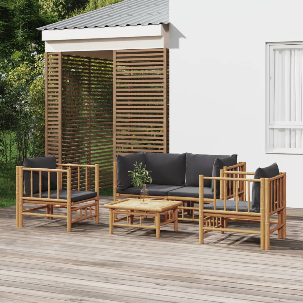 5-delige Loungeset met kussens bamboe donkergrijs is nu te koop bij PeponiXL, paradijselijk wonen!