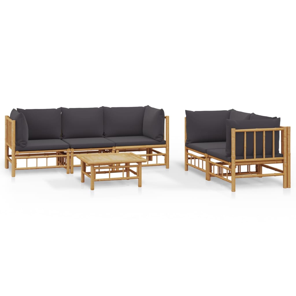 6-delige Loungeset met kussens bamboe donkergrijs is nu te koop bij PeponiXL, paradijselijk wonen!