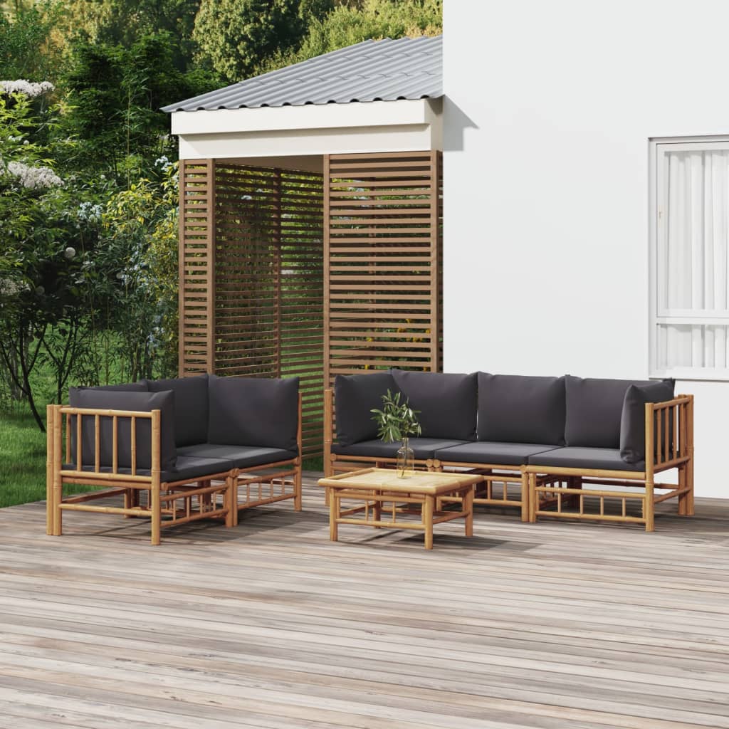 6-delige Loungeset met kussens bamboe donkergrijs is nu te koop bij PeponiXL, paradijselijk wonen!