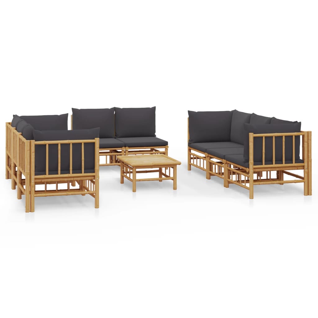 9-delige Loungeset met kussens bamboe donkergrijs is nu te koop bij PeponiXL, paradijselijk wonen!
