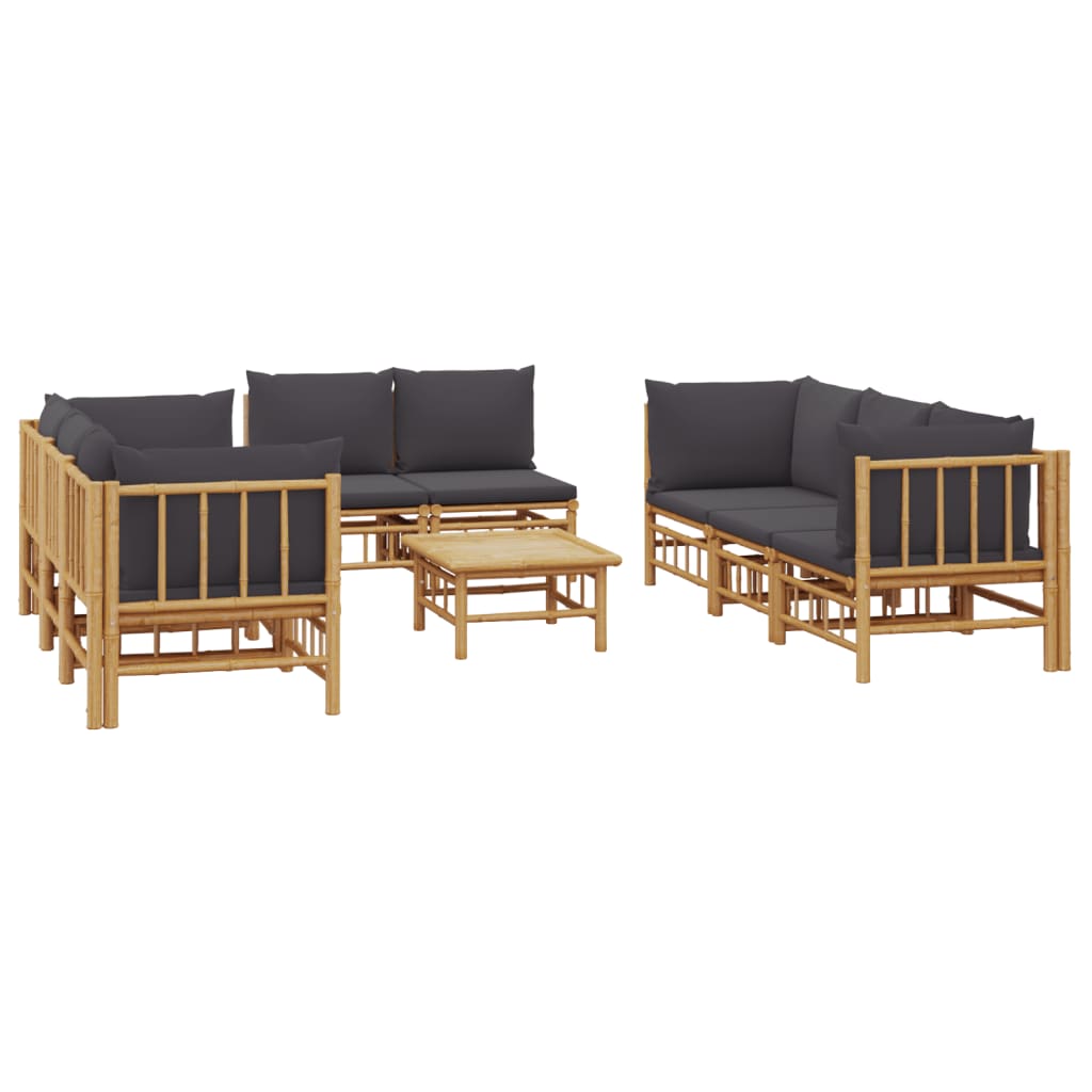 9-delige Loungeset met kussens bamboe donkergrijs is nu te koop bij PeponiXL, paradijselijk wonen!