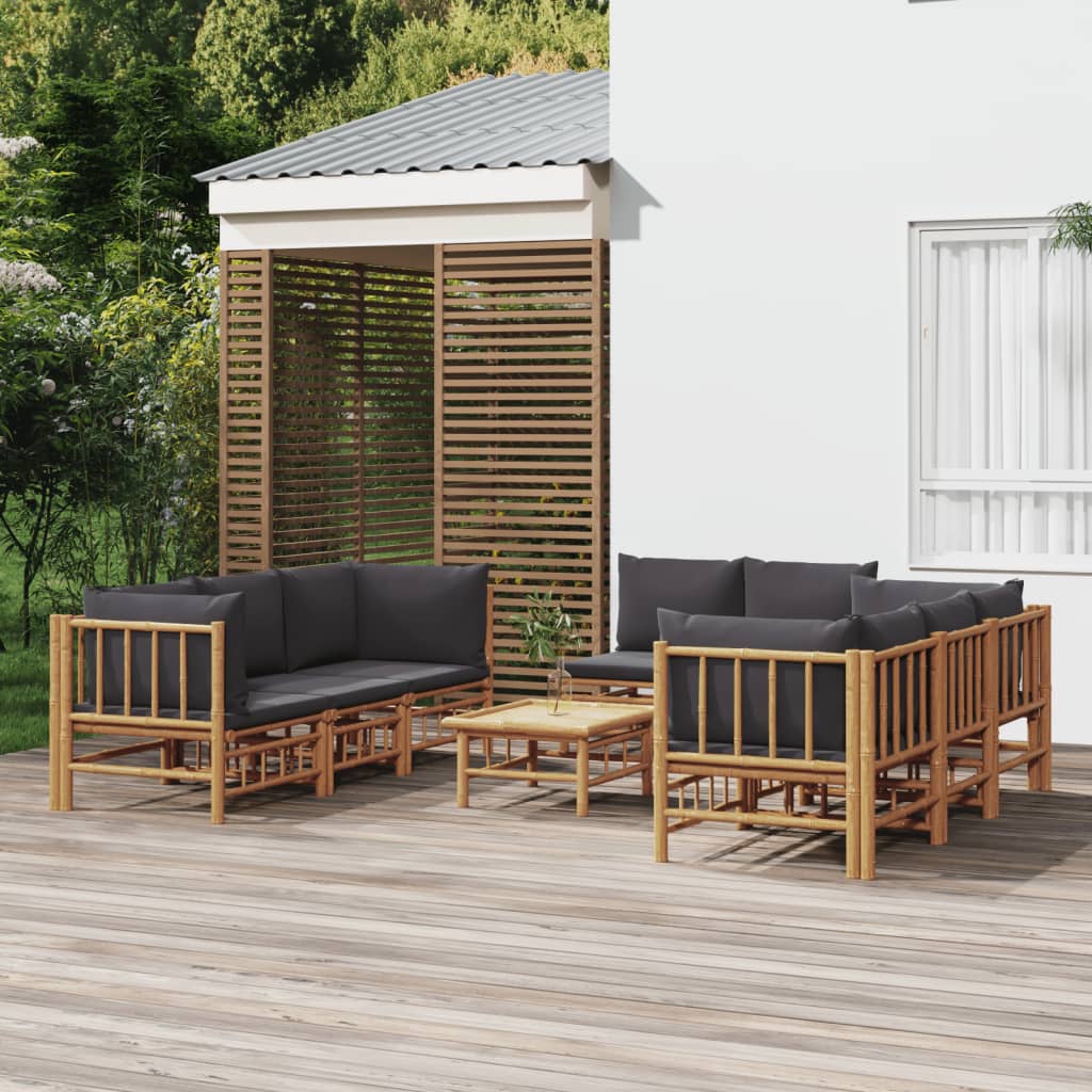 9-delige Loungeset met kussens bamboe donkergrijs is nu te koop bij PeponiXL, paradijselijk wonen!