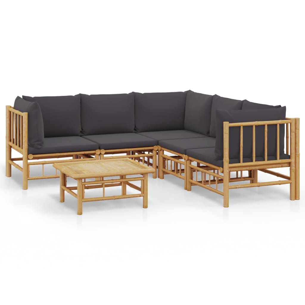 6-delige Loungeset met kussens bamboe donkergrijs is nu te koop bij PeponiXL, paradijselijk wonen!