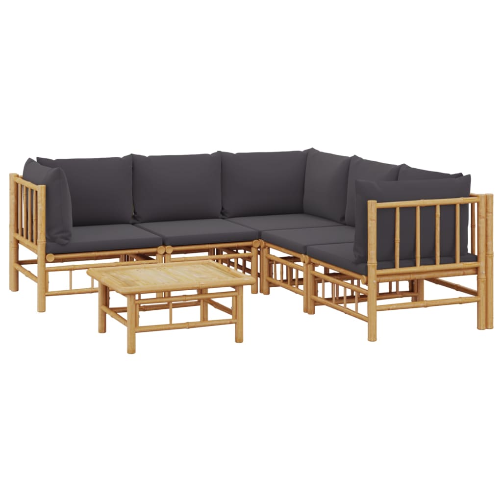 6-delige Loungeset met kussens bamboe donkergrijs is nu te koop bij PeponiXL, paradijselijk wonen!