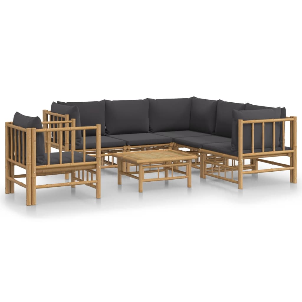 7-delige Loungeset met kussens bamboe donkergrijs is nu te koop bij PeponiXL, paradijselijk wonen!