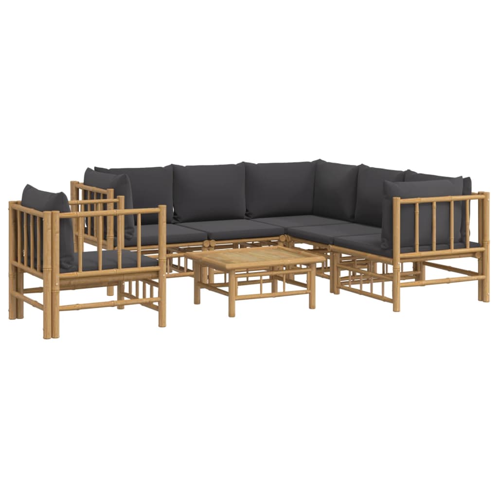 7-delige Loungeset met kussens bamboe donkergrijs is nu te koop bij PeponiXL, paradijselijk wonen!