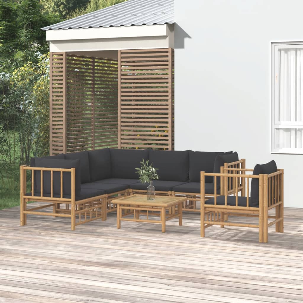 7-delige Loungeset met kussens bamboe donkergrijs is nu te koop bij PeponiXL, paradijselijk wonen!