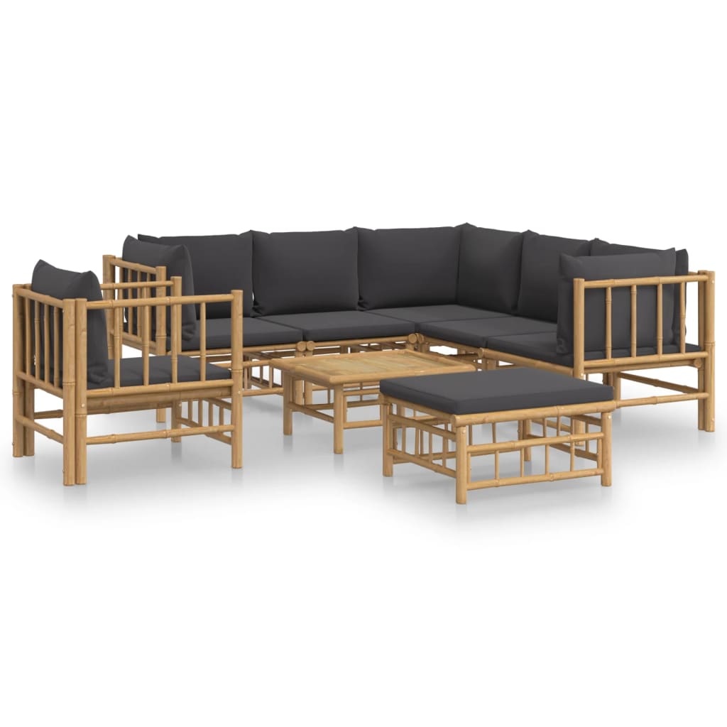 8-delige Loungeset met kussens bamboe donkergrijs is nu te koop bij PeponiXL, paradijselijk wonen!