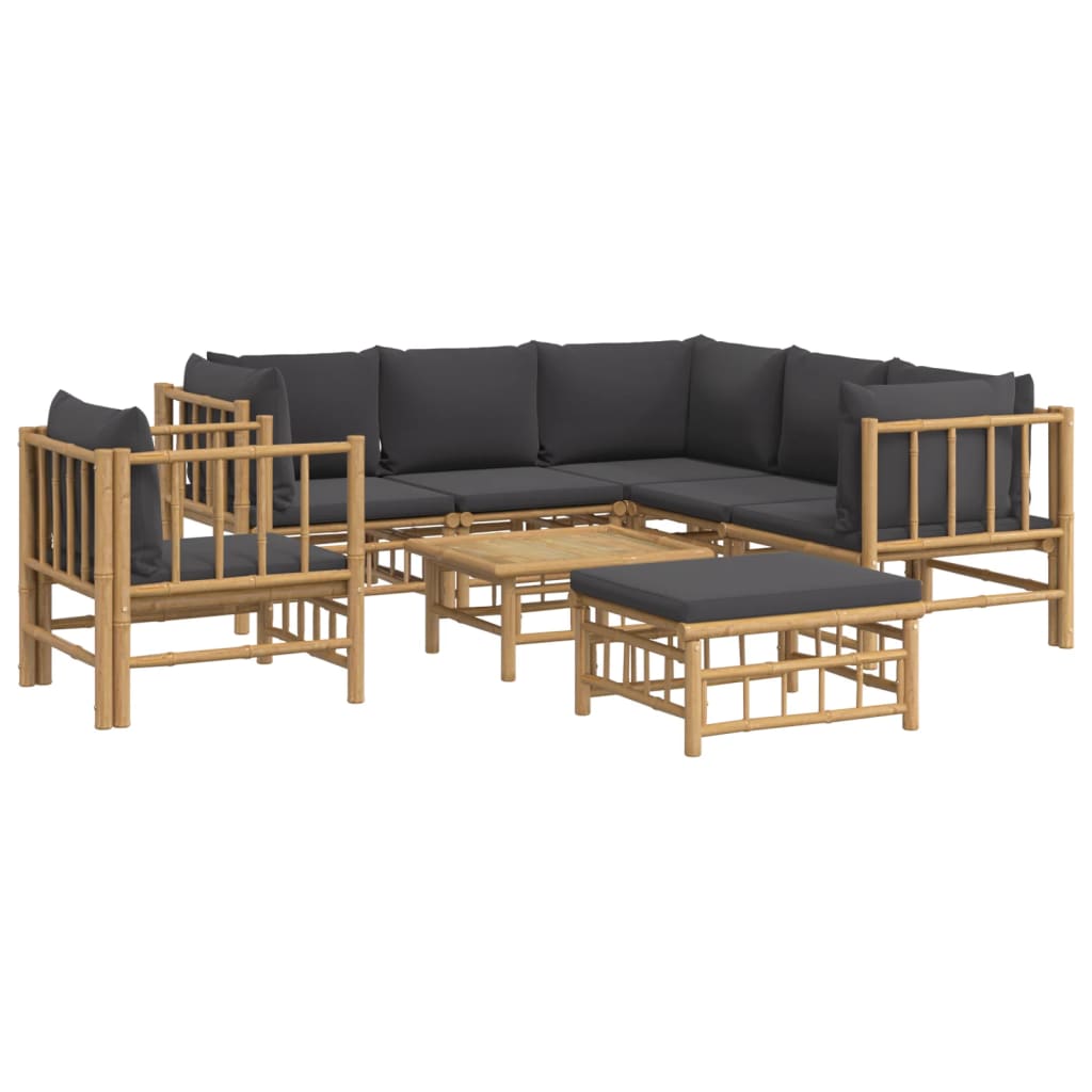 8-delige Loungeset met kussens bamboe donkergrijs is nu te koop bij PeponiXL, paradijselijk wonen!