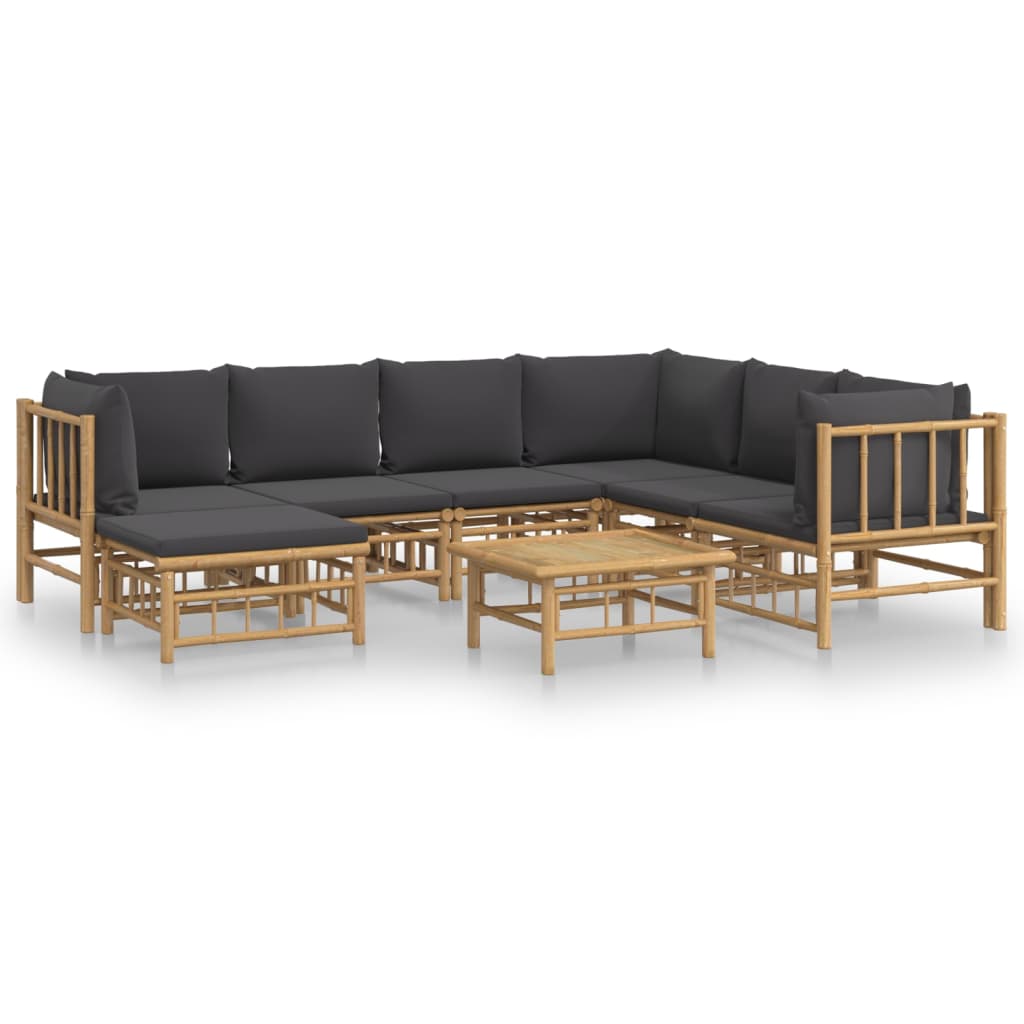 8-delige Loungeset met kussens bamboe donkergrijs is nu te koop bij PeponiXL, paradijselijk wonen!