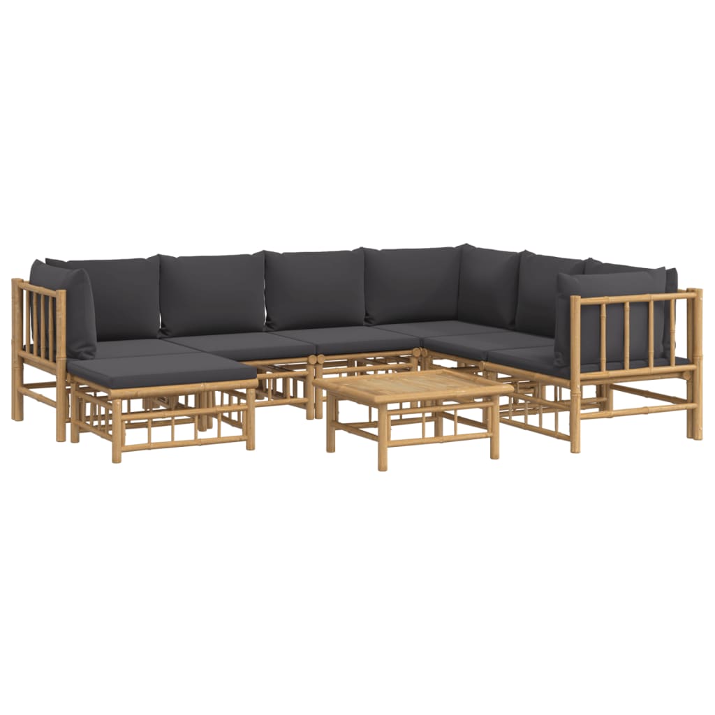 8-delige Loungeset met kussens bamboe donkergrijs is nu te koop bij PeponiXL, paradijselijk wonen!
