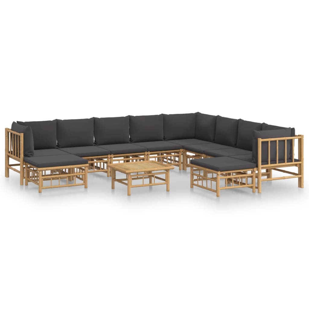 11-delige Loungeset met kussens bamboe donkergrijs is nu te koop bij PeponiXL, paradijselijk wonen!