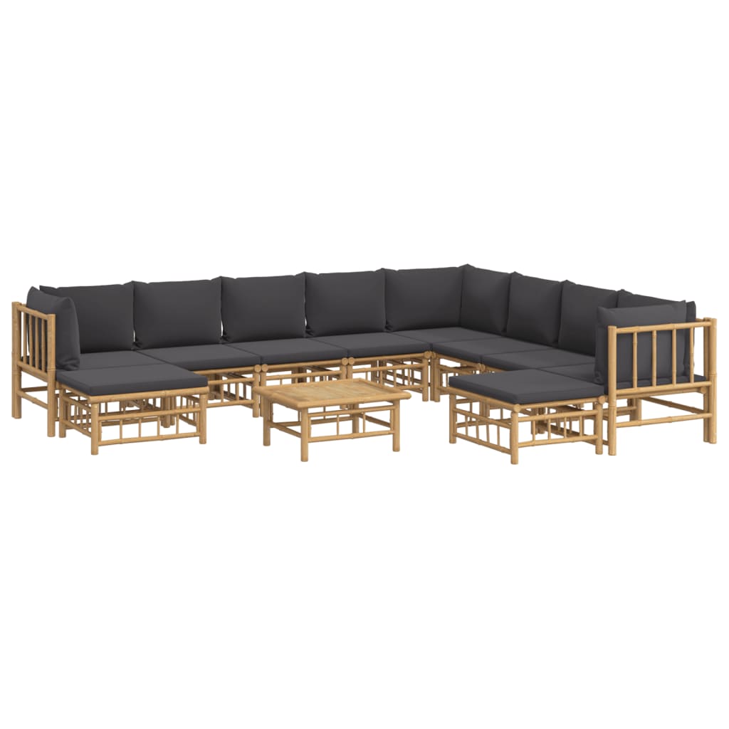 11-delige Loungeset met kussens bamboe donkergrijs is nu te koop bij PeponiXL, paradijselijk wonen!