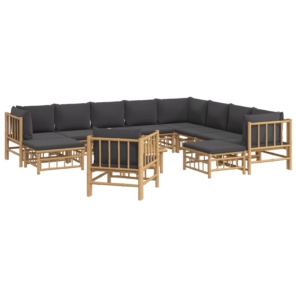 12-delige Loungeset met kussens bamboe donkergrijs is nu te koop bij PeponiXL, paradijselijk wonen!