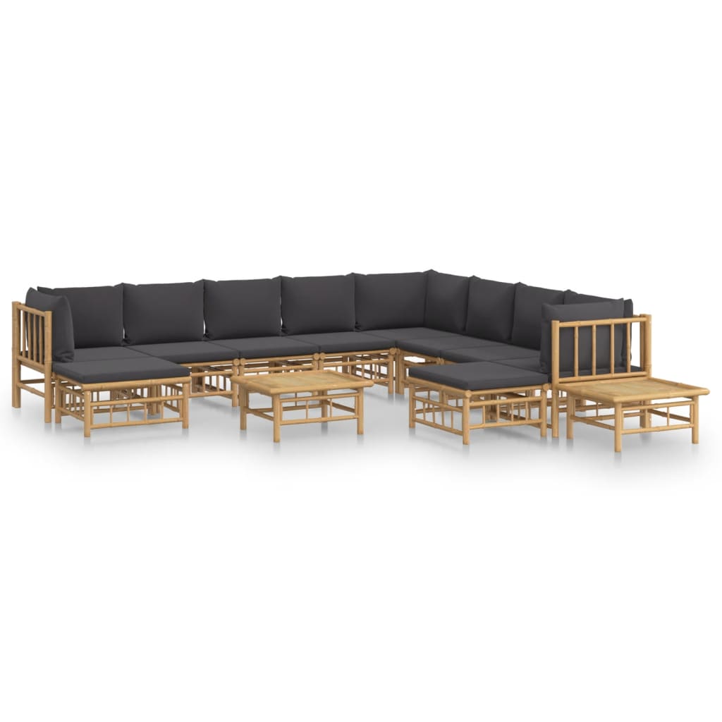 12-delige Loungeset met kussens bamboe donkergrijs is nu te koop bij PeponiXL, paradijselijk wonen!