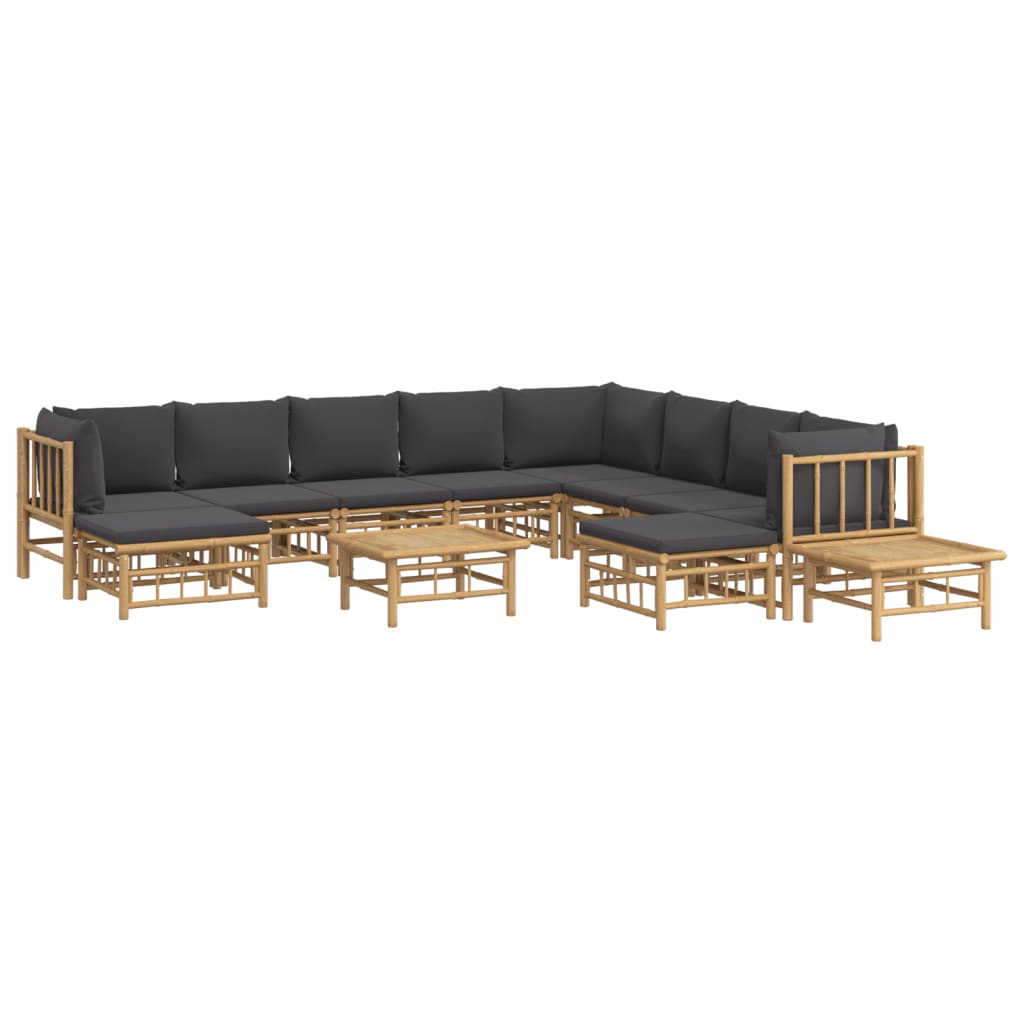 12-delige Loungeset met kussens bamboe donkergrijs is nu te koop bij PeponiXL, paradijselijk wonen!