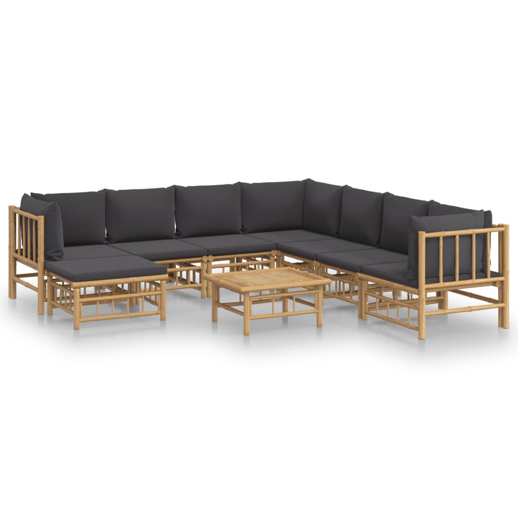 9-delige Loungeset met kussens bamboe donkergrijs is nu te koop bij PeponiXL, paradijselijk wonen!